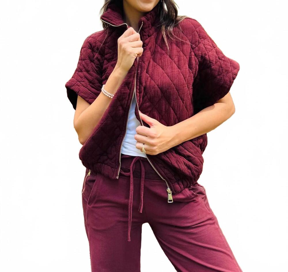 NEW SUZY D women's charlston quilted bomber jacket in claret